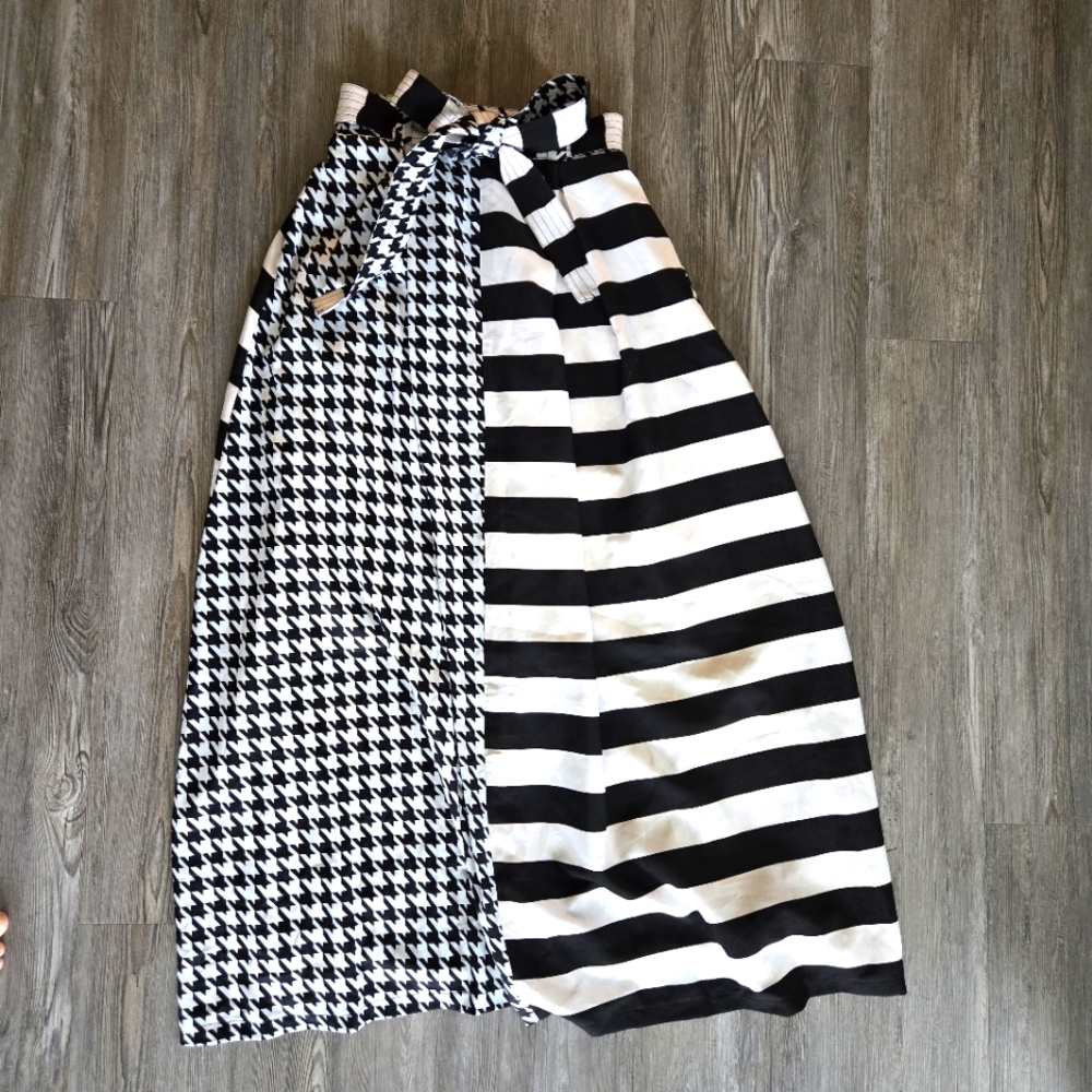 Houndstooth striped maxi skirt
